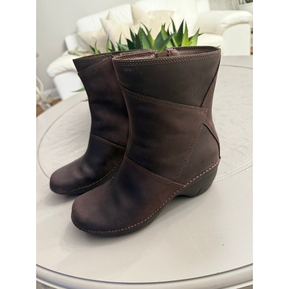 Merrell Brown Leather Boots Emma Mid LTR Brunette Size 7.5